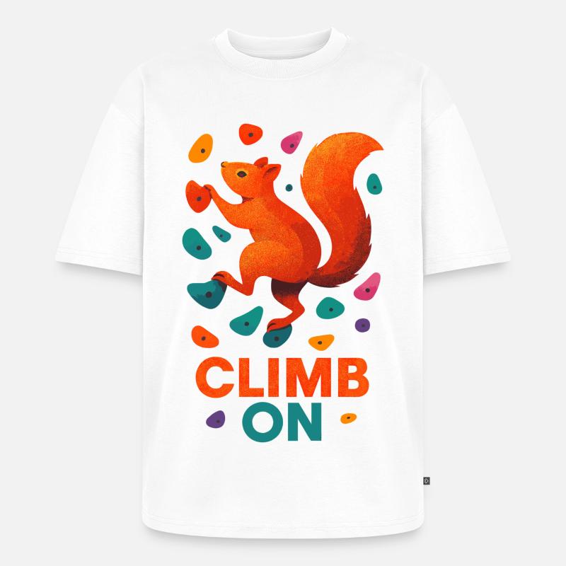 Bouldern Eichhörnchen Klettern Motivation Geschenk - Unisex Premium Oversized Bio T-Shirt - Weiß