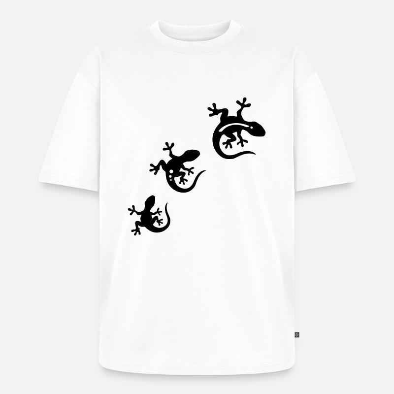 GECKO Terzett - Unisex Premium Oversized Bio T-Shirt - Weiß