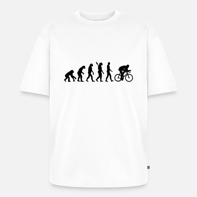 Evolution Radfahren - Unisex Premium Oversized Bio T-Shirt - Weiß