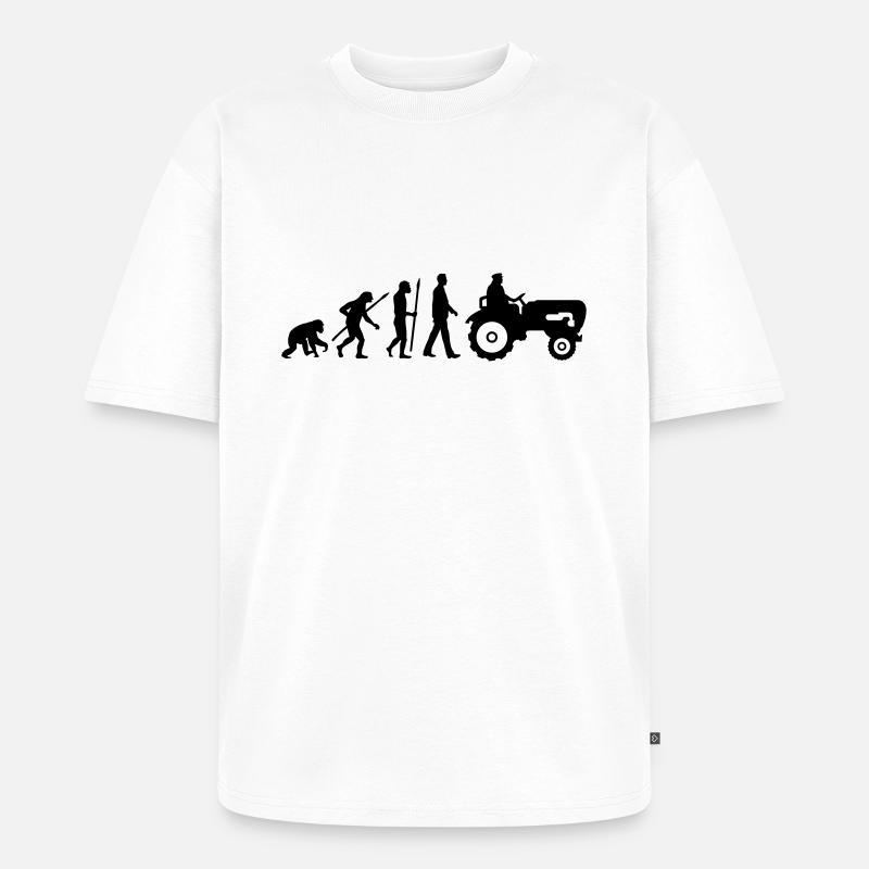 evolution_bauer_mit_traktor_032013_a_1c - Unisex Premium Oversized Bio T-Shirt - Weiß