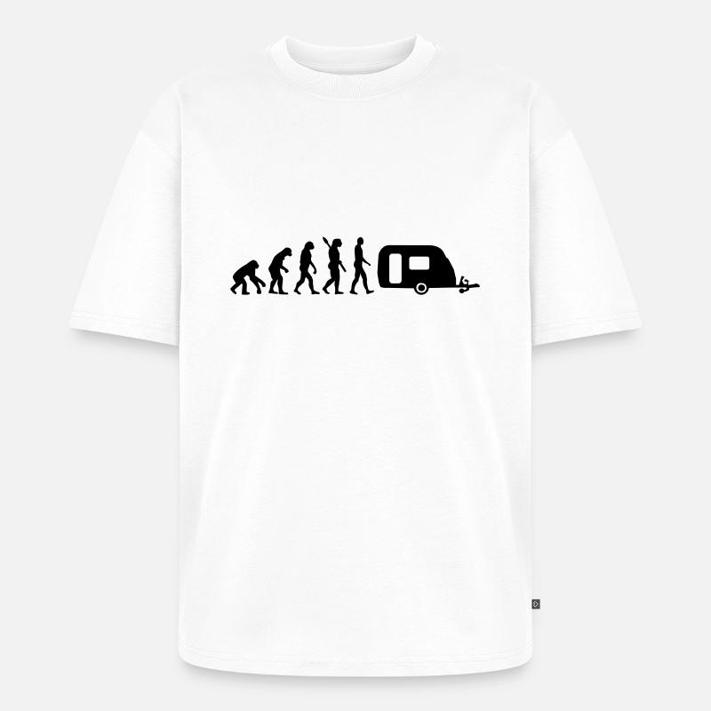 Evolution Camping - T-shirt Premium bio oversize Unisexe - blanc