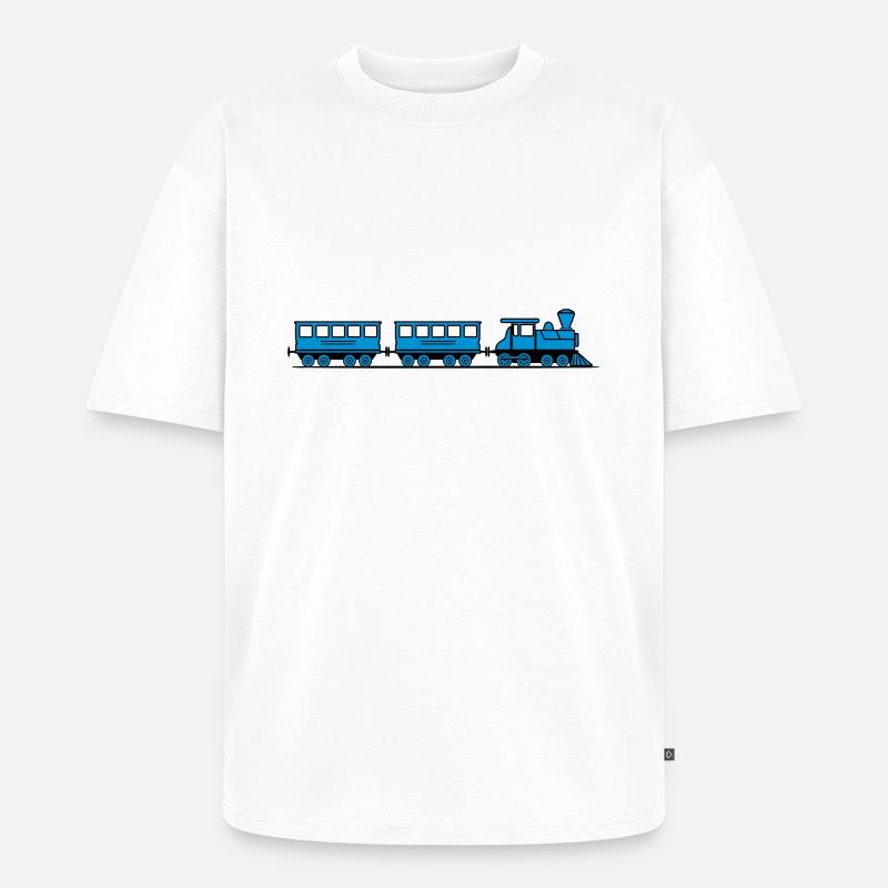 Zug Eisenbahn Dampflok Wagons - Unisex Premium Oversized Bio T-Shirt - Weiß