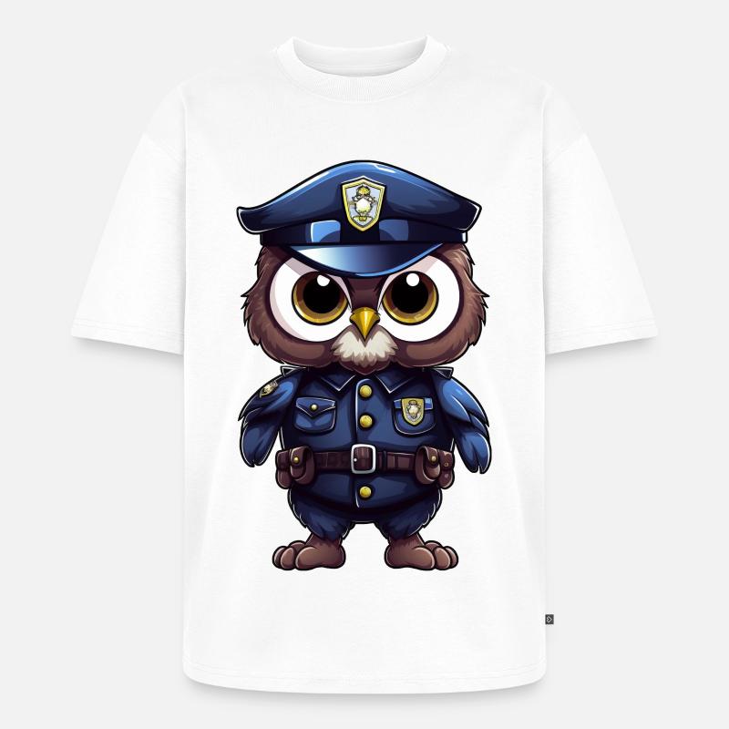 Polizei Eule - Unisex Premium Oversized Bio T-Shirt - Weiß