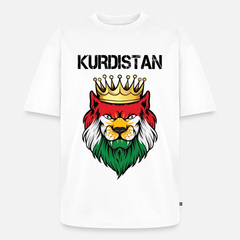 Drapeau du Kurdistan Bakur Bashur Rojava Rojhlt Newroz - T-shirt Premium bio oversize Unisexe - blanc
