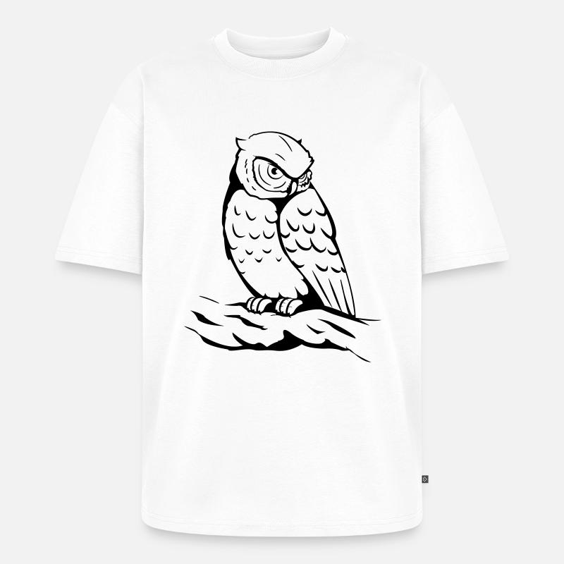 Eule - Unisex Premium Oversized Bio T-Shirt - Weiß