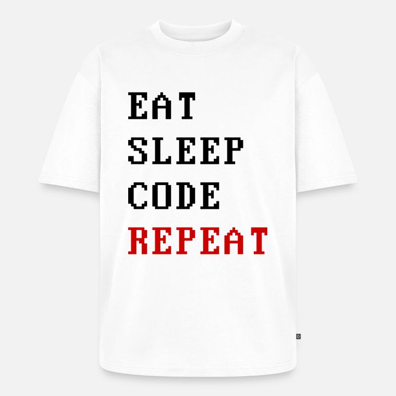 eat sleep code repeat - Unisex Premium Oversized Bio T-Shirt - Weiß