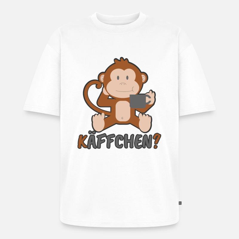 Käffchen Affe Geschenk - Unisex Premium Oversized Bio T-Shirt - Weiß