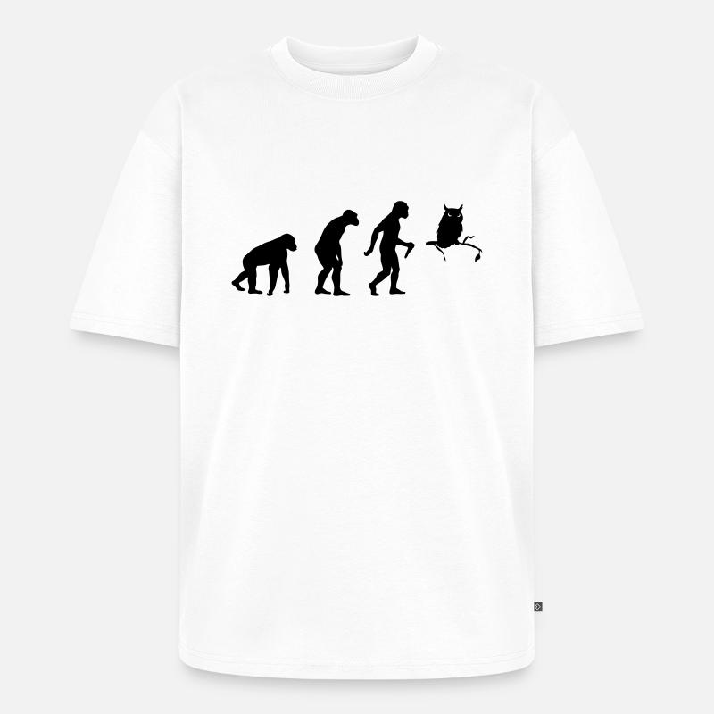 Owl Evolution - Unisex Premium Oversized Bio T-Shirt - Weiß