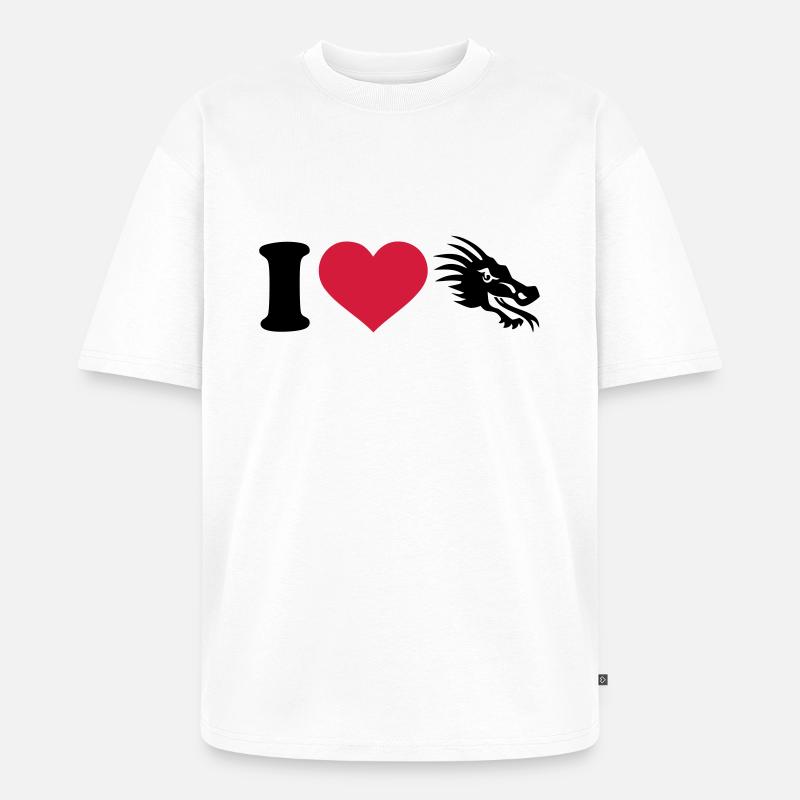 Drachen - Unisex Premium Oversized Bio T-Shirt - Weiß
