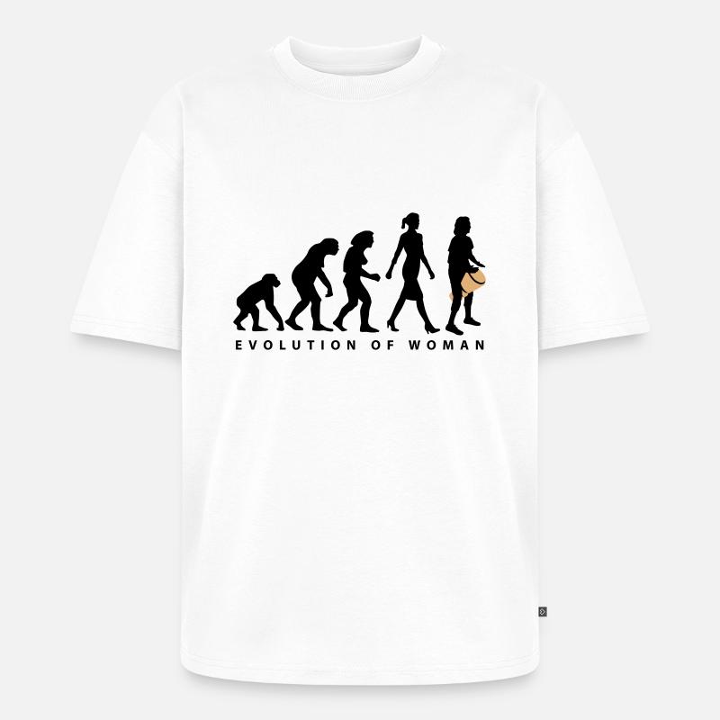 Evolution der Frau Djembe - Unisex Premium Oversized Bio T-Shirt - Weiß