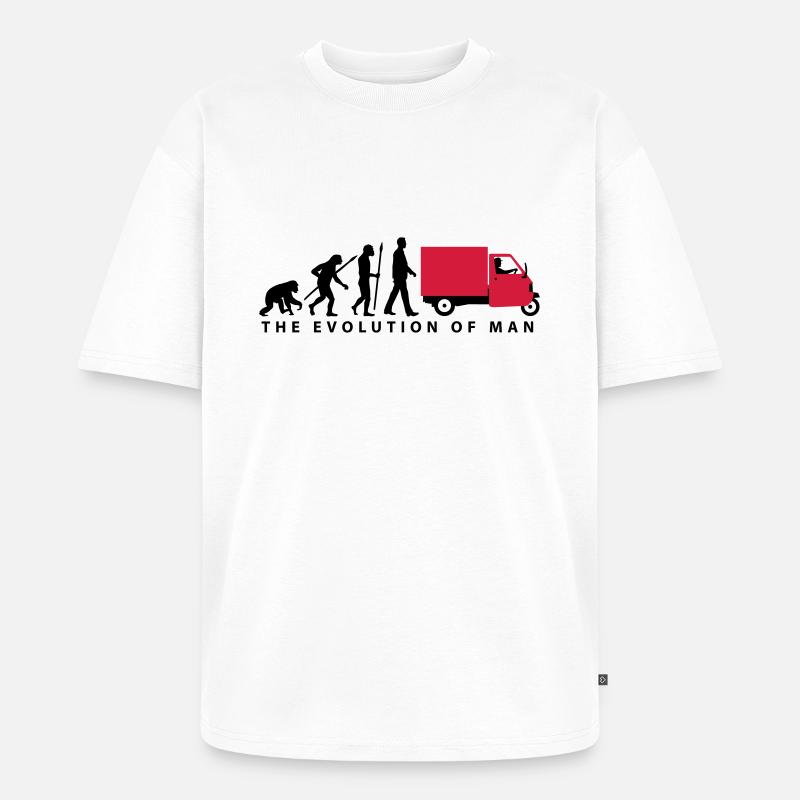 evolution_of_man_Piaggio Ape_092014_b_2c - Unisex Premium Oversized Bio T-Shirt - Weiß