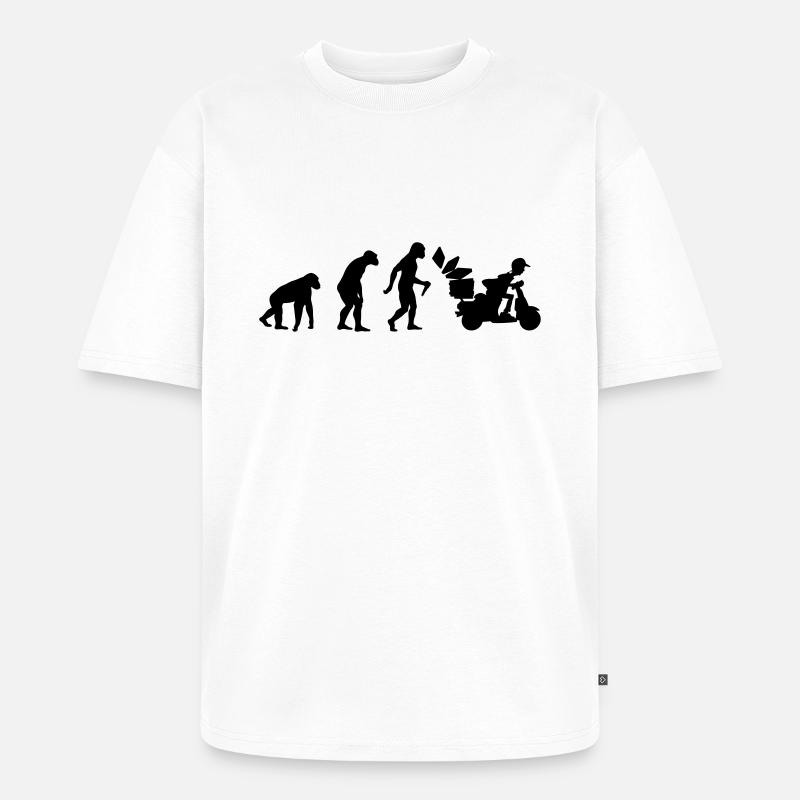 Pizza Delivery Man Evolution - Unisex Premium Oversized Bio T-Shirt - Weiß