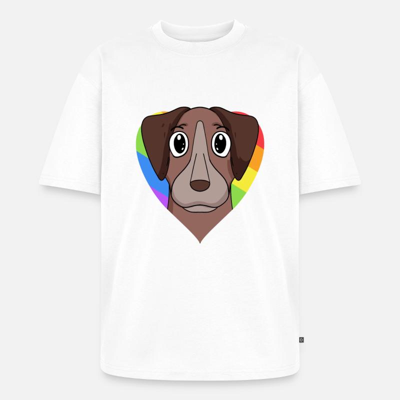 Homosexuell Regenbogen Pointer Hund - Unisex Premium Oversized Bio T-Shirt - Weiß