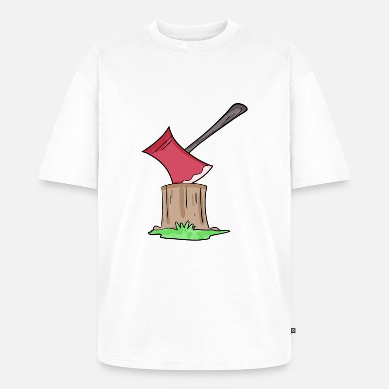 Axe Lumberjack - Unisex Premium Oversized Organic T-Shirt - white