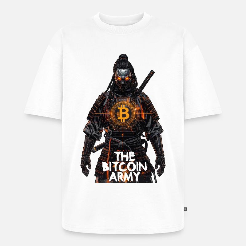 Bitcoin Bazooka – Die Bitcoin-Armee – Samurai 01 - Unisex Premium Oversized Bio T-Shirt - Weiß