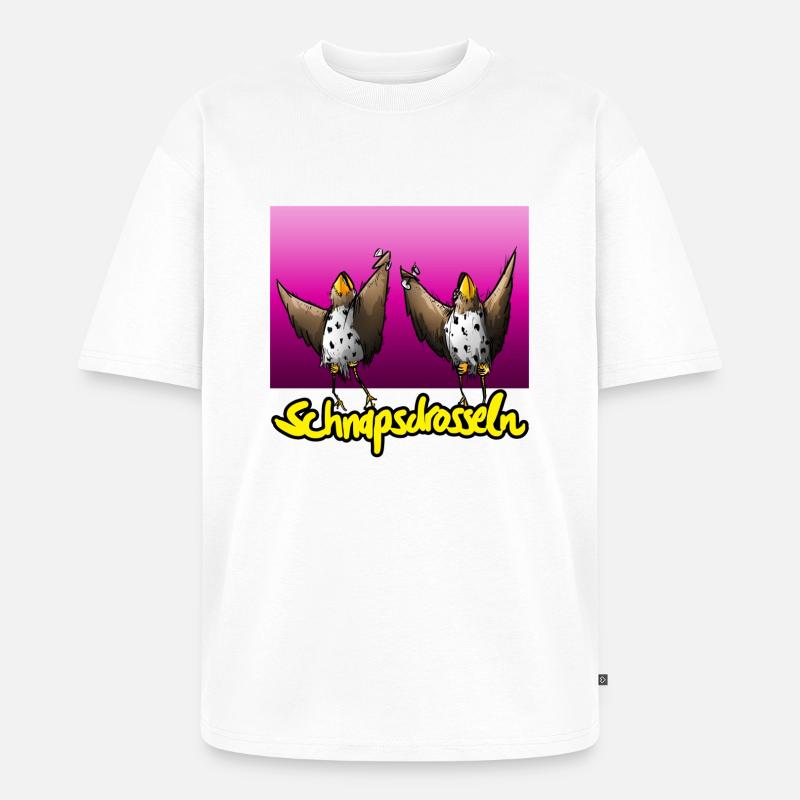 Schnapsdrosseln - Unisex Premium Oversized Bio T-Shirt - Weiß