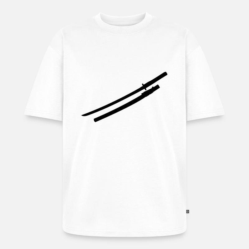 Samurai épée - T-shirt Premium bio oversize Unisexe - blanc