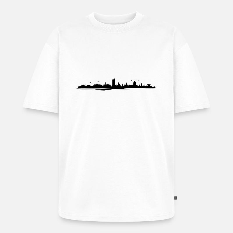 Skyline Leipzig - Unisex Premium Oversized Bio T-Shirt - Weiß