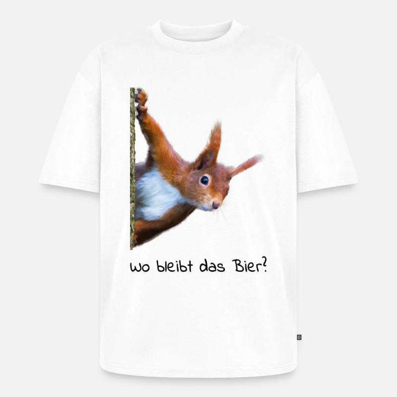 Eichhörnchen sucht Bier - Unisex Premium Oversized Bio T-Shirt - Weiß