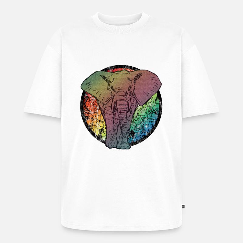 Elefant Comic - Unisex Premium Oversized Bio T-Shirt - Weiß