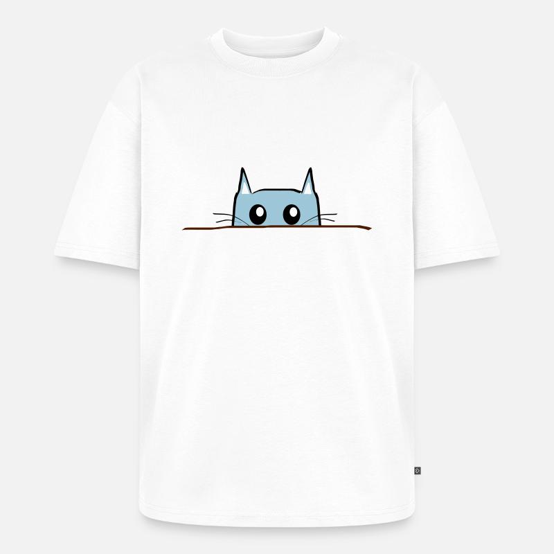 Katze Comic Tisch - Unisex Premium Oversized Bio T-Shirt - Weiß