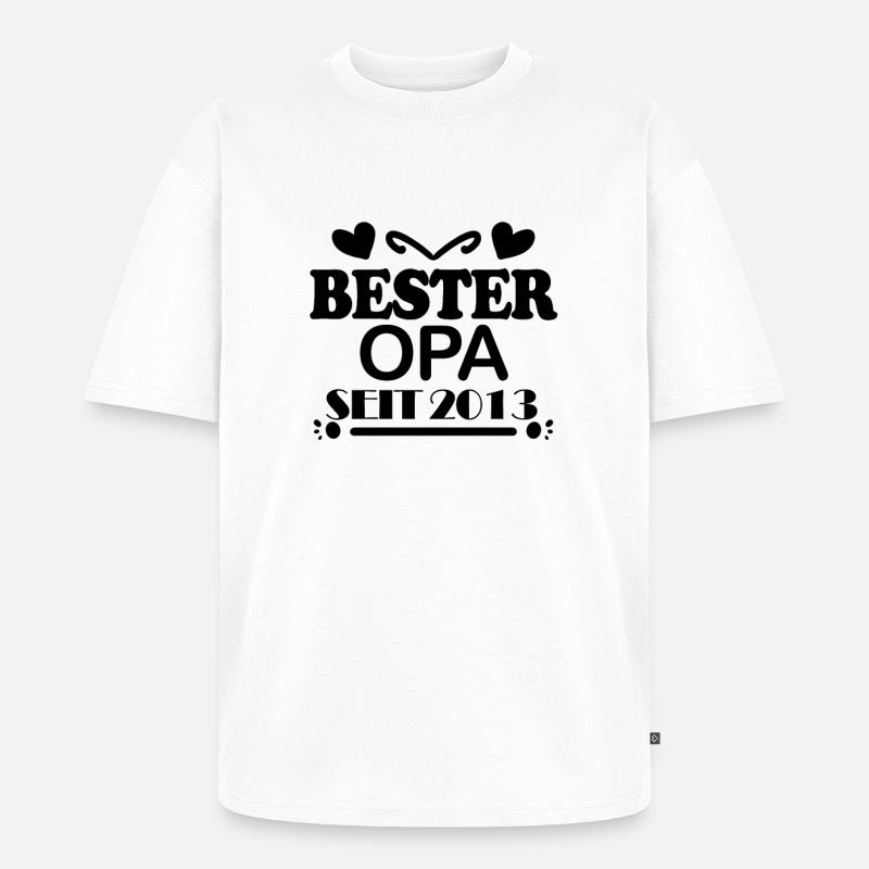 Bester Opa seit 2013 - Unisex Premium Oversized Bio T-Shirt - Weiß