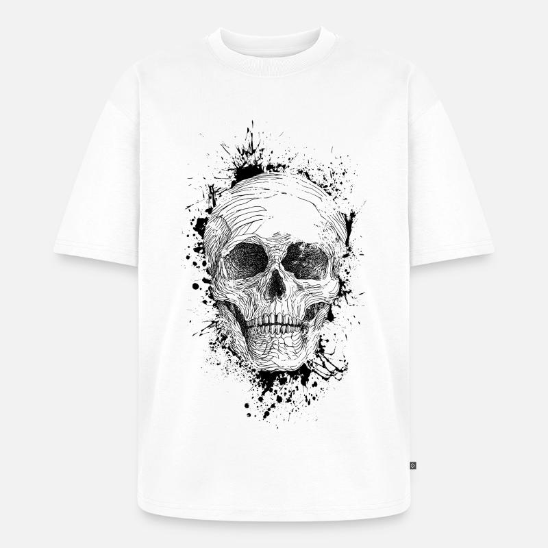 Crâne - T-shirt Premium bio oversize Unisexe - blanc