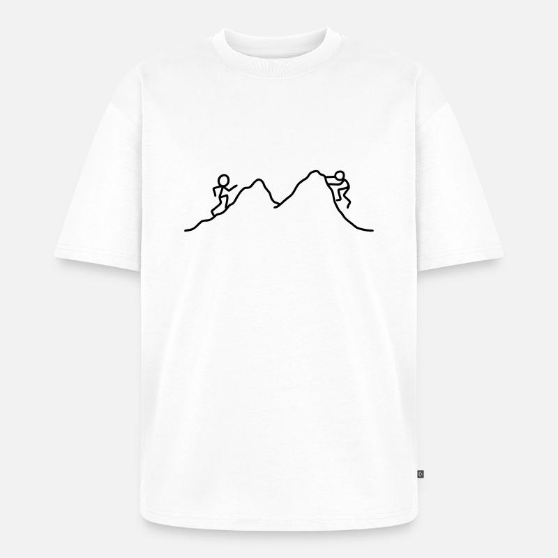 Strichmännchen Kletterer - Unisex Premium Oversized Bio T-Shirt - Weiß