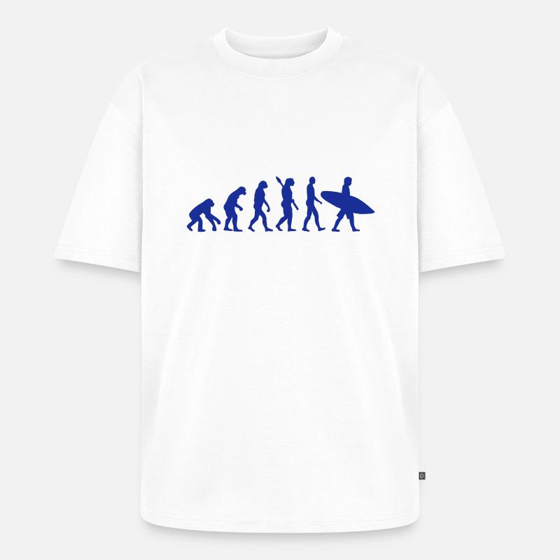 Evolution Surfen - Unisex Premium Oversized Bio T-Shirt - Weiß