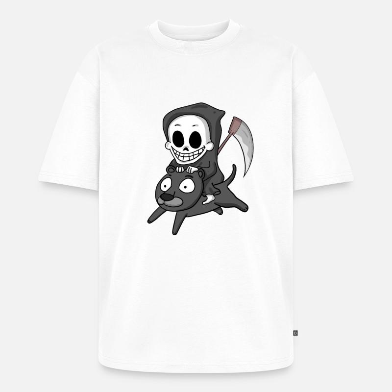 Sensenmann und Schwarzer Panther - Unisex Premium Oversized Bio T-Shirt - Weiß