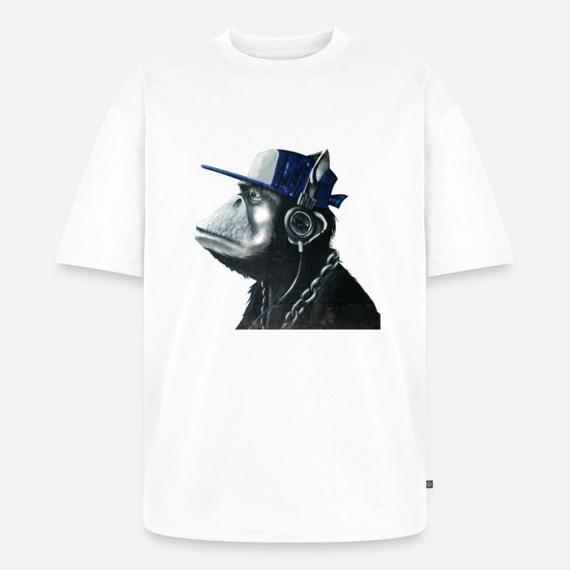 Affe Graffiti von Custom - Unisex Premium Oversized Bio T-Shirt - Weiß