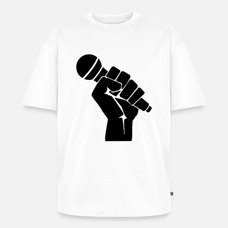 Faust mit Mikrofon - Unisex Premium Oversized Bio T-Shirt - Weiß