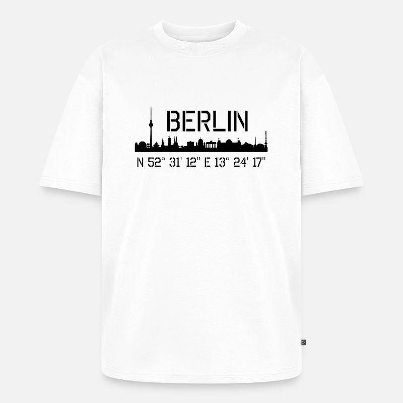 Berlin Coordonnées: N 52 ° 31 '12' 'E 13 ° 24' 17 '' - T-shirt Premium bio oversize Unisexe - blanc