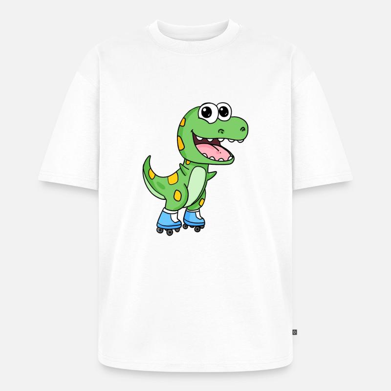 Inline Skating Rollschuhe Dinosaurier - Unisex Premium Oversized Bio T-Shirt - Weiß
