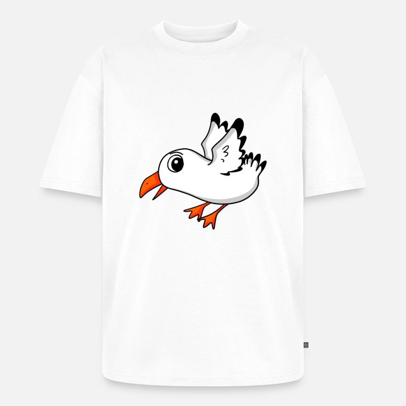 Möwe Vogel - Unisex Premium Oversized Bio T-Shirt - Weiß