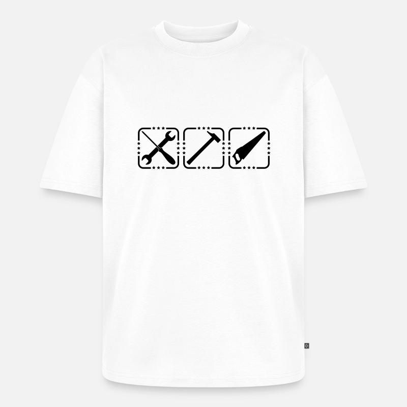 Craftsman Tools Logo Design - Unisex Premium Oversized Bio T-Shirt - Weiß