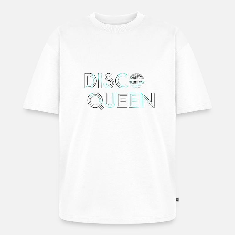 Disco Queen Neon Blue - Unisex Premium Oversized Bio T-Shirt - Weiß