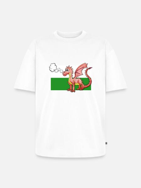Puffing Welsh Dragon - Gregory - Unisex Premium Oversized Organic T-Shirt - white