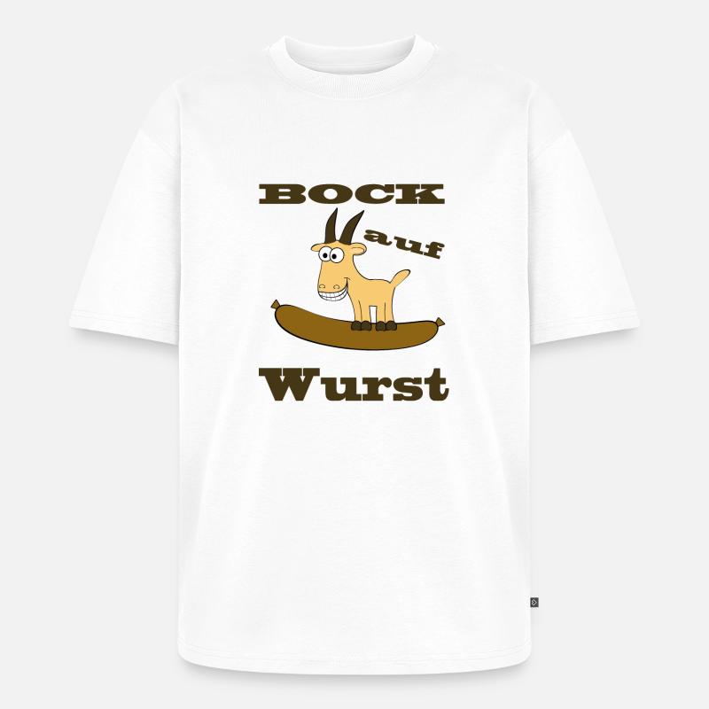 Comic Bock - Bock auf Wurst - Unisex Premium Oversized Bio T-Shirt - Weiß