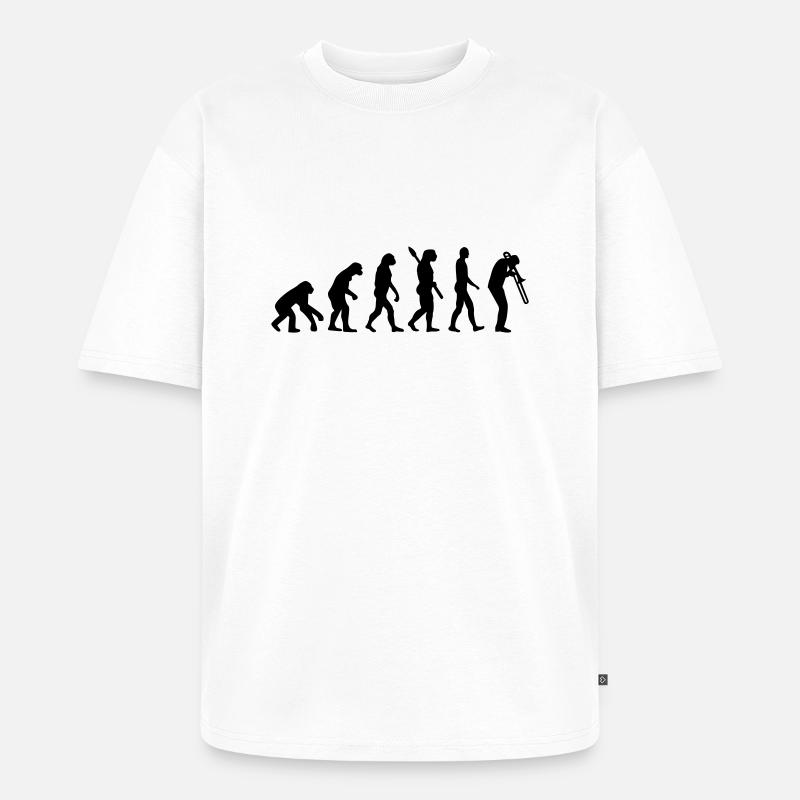 Evolution Trombone - Unisex Premium Oversized Organic T-Shirt - white