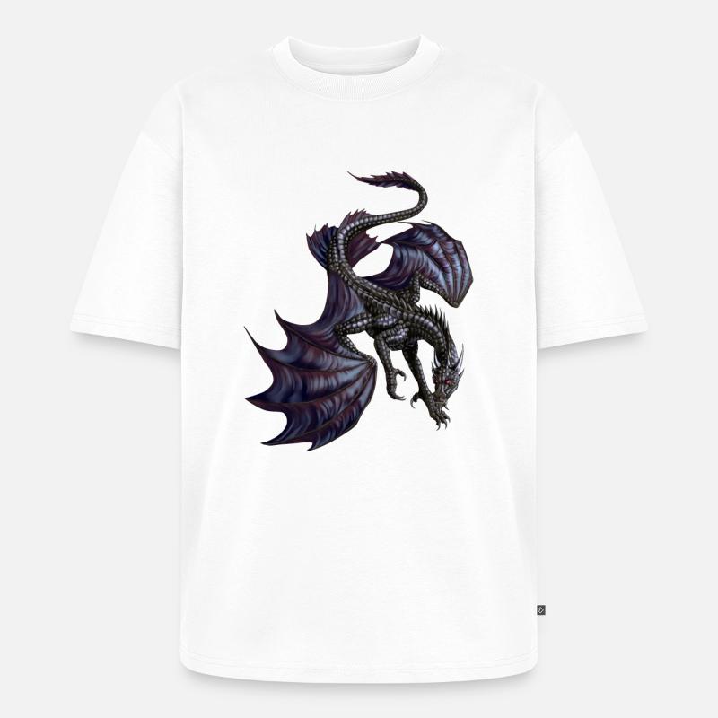 Schwarzer Drache - Unisex Premium Oversized Bio T-Shirt - Weiß