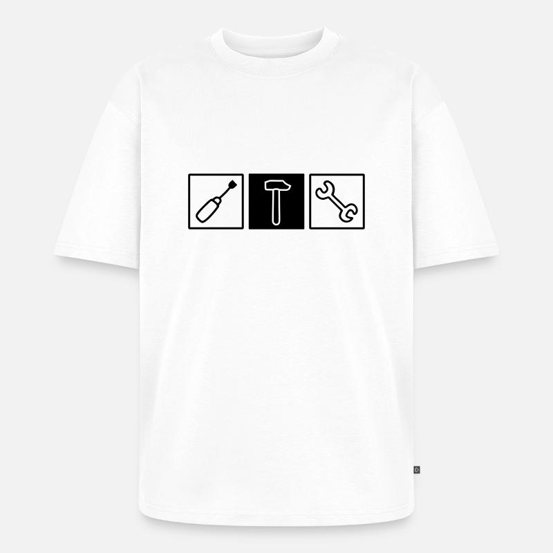 Werkzeug Schrauber - Unisex Premium Oversized Bio T-Shirt - Weiß