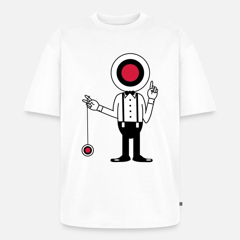 Mann mit Zielscheibe und Jojo - Unisex Premium Oversized Bio T-Shirt - Weiß
