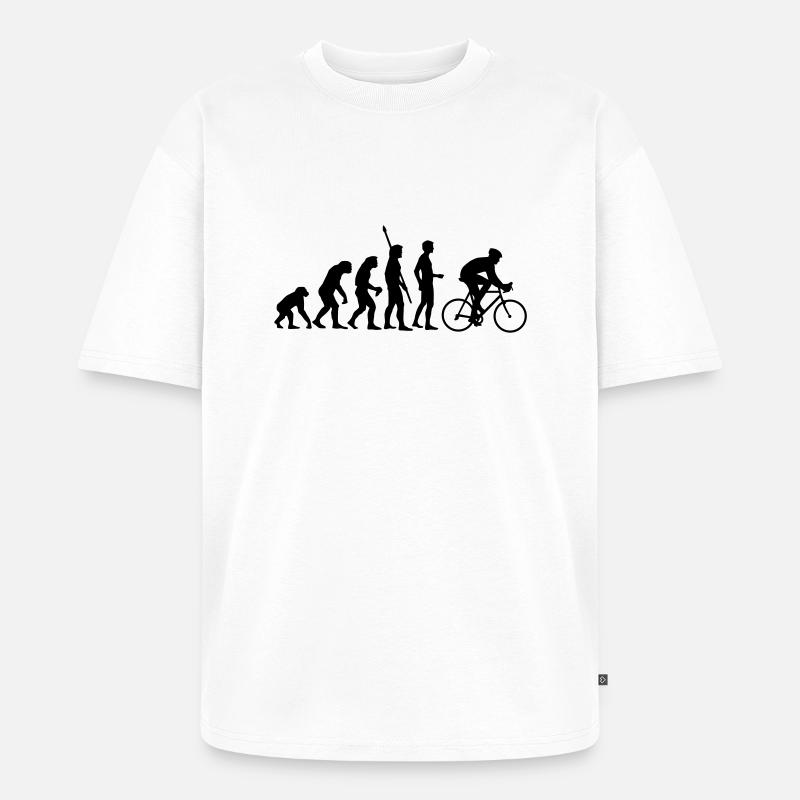 evolution_radfahrer - Unisex Premium Oversized Bio T-Shirt - Weiß
