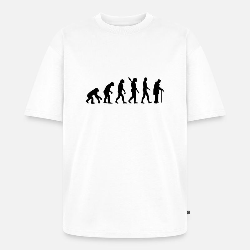 Evolution Pensioner - Unisex Premium Oversized Organic T-Shirt - white