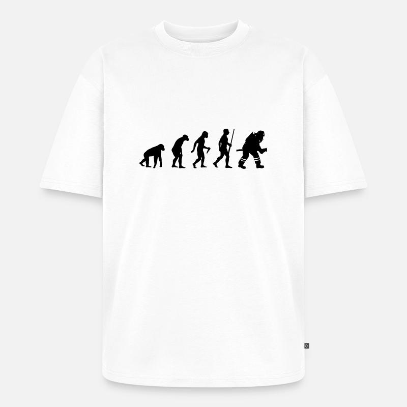 L'évolution des pompiers - T-shirt Premium bio oversize Unisexe - blanc