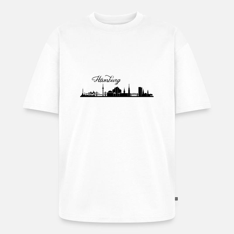 Hamburger Skyline - Unisex Premium Oversized Bio T-Shirt - Weiß