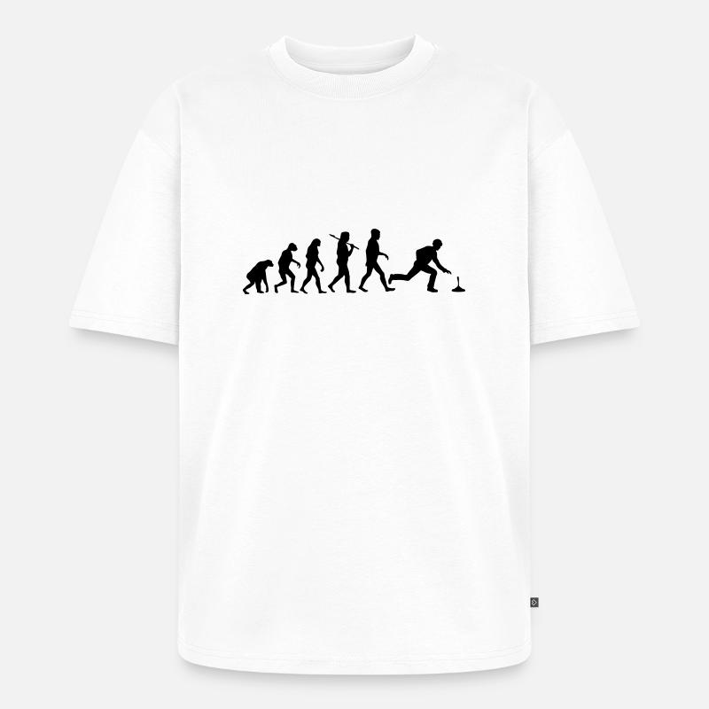 Evolution Männer Eisstockschiessen - Unisex Premium Oversized Bio T-Shirt - Weiß