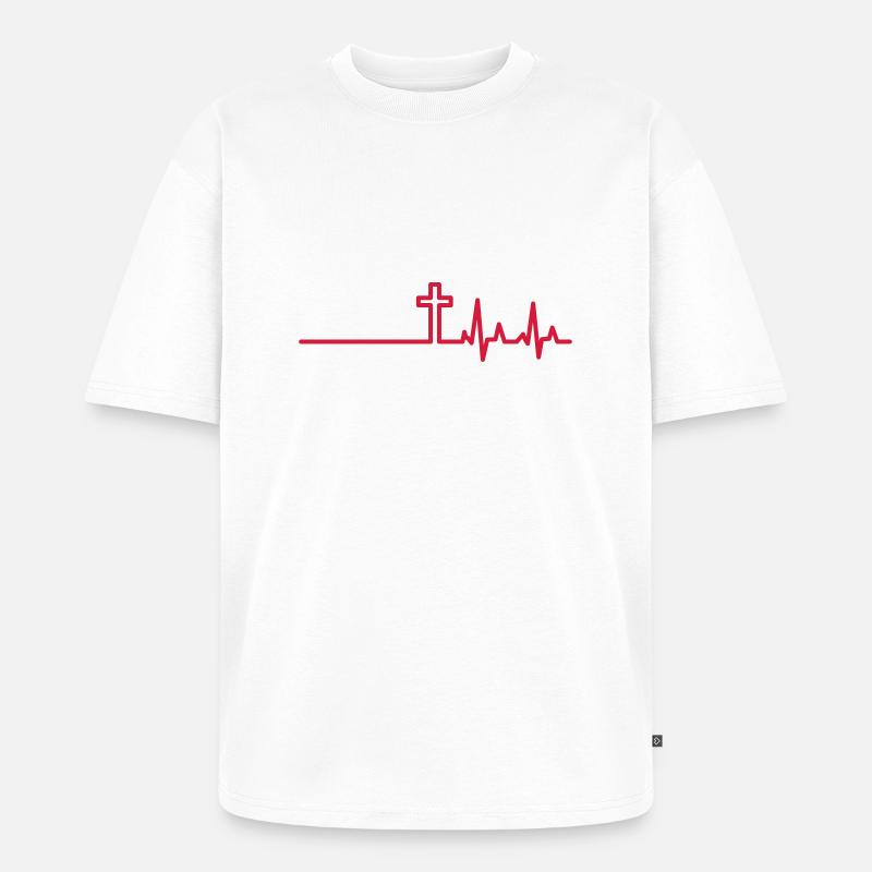 Herzfrequenz Geschenkidee - Unisex Premium Oversized Bio T-Shirt - Weiß