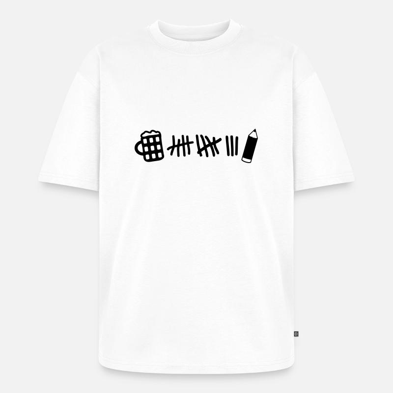 Striche - Bier Stift - Unisex Premium Oversized Bio T-Shirt - Weiß